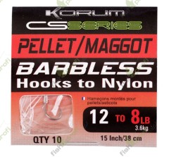 Готовый поводок KORUM BARBLESS HOOKS TO NYLON - PELLET/MAGGOT Пеллетс/Опарыш № 14
