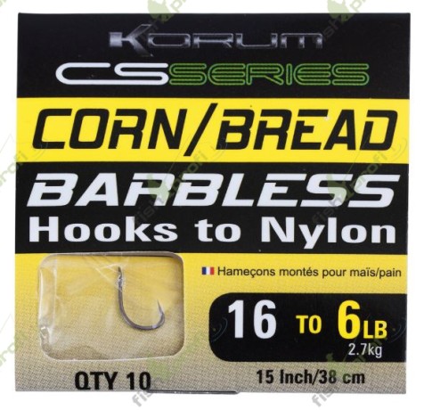 Готовый поводок KORUM BARBLESS HOOKS TO NYLON - SWEETCORN/BREAD Кукуруза/Хлеб № 12