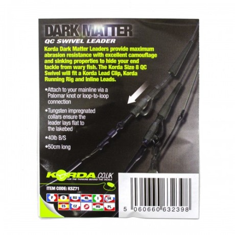 Готовый монтаж Korda Dark Matter Leader QC Swivel 50см Weed 40lb
