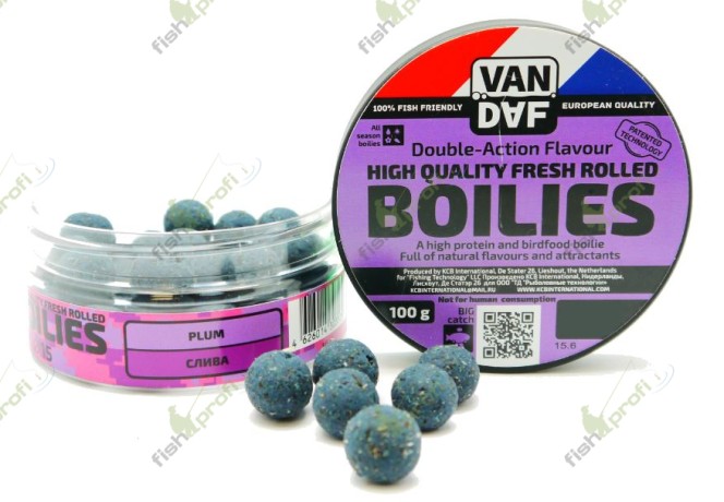 Бойлы VAN DAF Слива 15 мм. фиолетовый, 100 г.