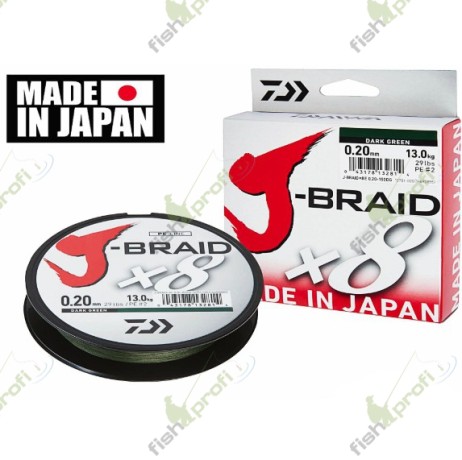 Леска плетеная DAIWA J-BRAID x 8 6KG (0,10mm) - 150 M