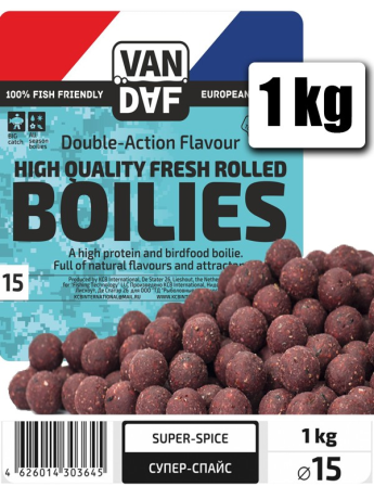 Бойлы VAN DAF Супер спайс, красный, 15 мм. 1 кг.