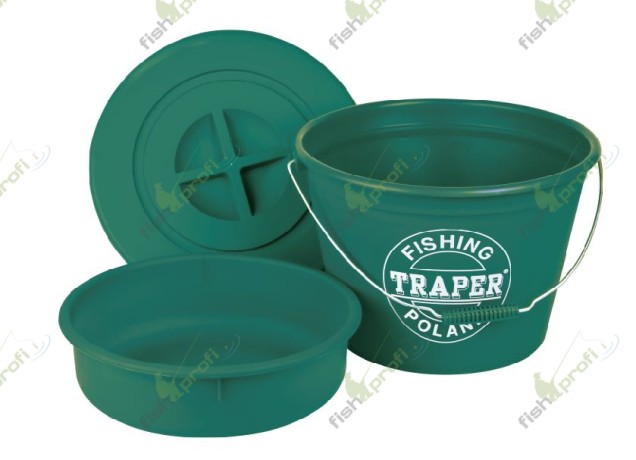 Ведро TRAPER с крышкой и тазиком 25л зеленое