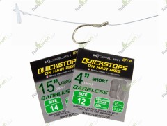 Готовый поводок KORUM BARBLESS QUICKSTOPS ON HAIR RIGS с волосом 38см №14