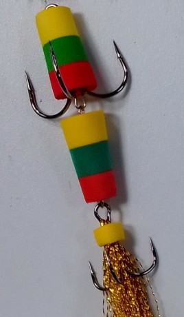 Приманка джиговая SIRENE Мандула -Флажок 8 см жел/зел/кр