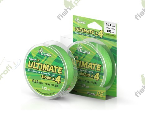 Шнур плетёный ALLVEGA "Ultimate" 135м светло-зелёный 0,10мм