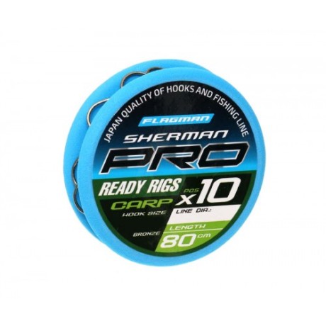 Готовые поводки Flagman SHERMAN PRO CARP READY RIG 0,128mm, №14, 80cm