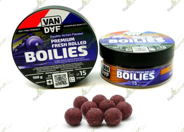Насадочные бойлы VAN DAF PREMIUM Чеснок Робин-Рэд , красный,15 мм. 100 г.