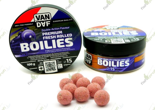Насадочные бойлы VAN DAF PREMIUM Шелковица, розовый,15 мм. 100 г.