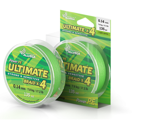 Шнур плетёный ALLVEGA "Ultimate" 135м светло-зелёный 0,26мм	(17,3кг)