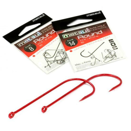 Крючки metsui ROUND, цвет red, размер № 10 (1 уп - 12 шт)