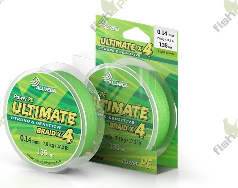 Шнур плетёный ALLVEGA "Ultimate" 135м тёмно-зелёный 0,10мм (5,1кг)