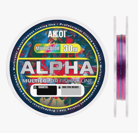 Леска зимняя AKOI ALPHA мультиколор 30 m, 0.09 mm