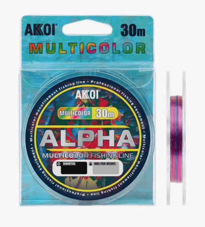 Леска зимняя AKOI ALPHA мультиколор 30 m, 0.09 mm