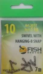 Вертлюжок "Сезон Рыбалки" с быстросъёмной застёжкой Handging-B №10, 5кг, 7шт