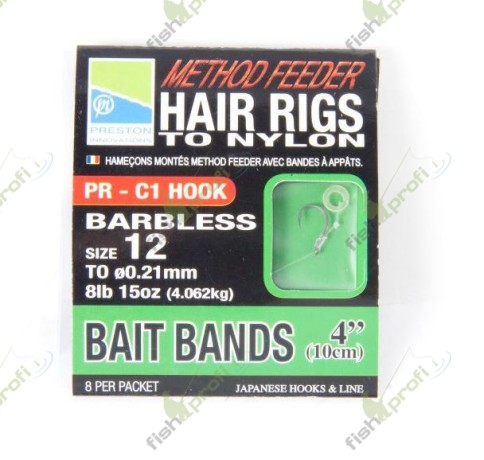Поводок Preston METHOD FEEDER HAIR RIGS WITH BAIT BANDS  с силиконовым кольцом 10см №14