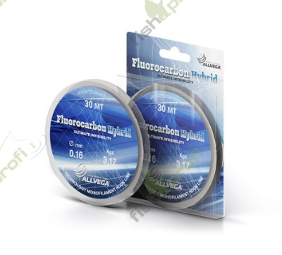 Леска монофильная ALLVEGA "Fluorocarbon Hybridr" 30м 0,08мм (0,85кг) флюорокарбон 65%