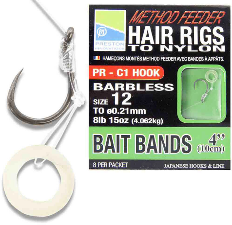 Поводок Preston METHOD FEEDER HAIR RIGS WITH BAIT BANDS с силиконовым кольцом 10см №16