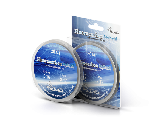 Леска монофильная ALLVEGA "Fluorocarbon Hybridr" 30м 0,09мм (0,98кг) флюорокарбон 65%