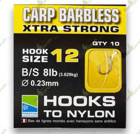 Готовый карповый поводок Preston CARP BARBLESS EXTRA STRONG HOOKS TO NYLON №12