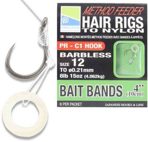 METHOD FEEDER HAIR RIGS WITH BAIT BANDS Поводок "Метод" 10см с силиконовым кольцом №18