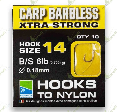 Готовый карповый поводок Preston CARP BARBLESS EXTRA STRONG HOOKS TO NYLON №14