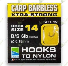 Готовый карповый поводок Preston CARP BARBLESS EXTRA STRONG HOOKS TO NYLON №14