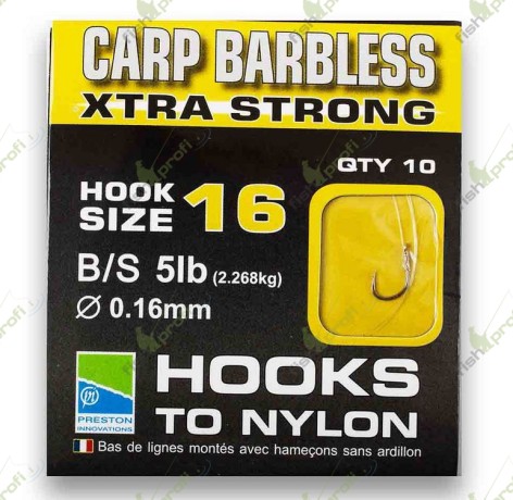 Готовый карповый поводок Preston CARP BARBLESS EXTRA STRONG HOOKS TO NYLON №16