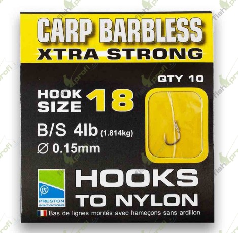 Готовый карповый поводок Preston CARP BARBLESS EXTRA STRONG HOOKS TO NYLON №18