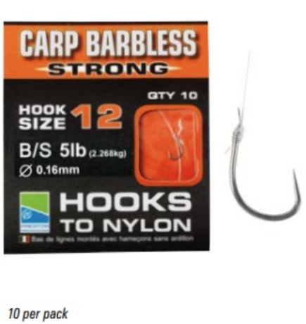Готовый карповый поводок Preston CARP BARBLESS STRONG HOOKS TO NYLON № 12