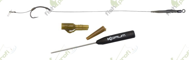 Готовый карповый поводок KORUM BRAIDED HAIR RIGS BARBLESS с волосяной оснасткой № 4 (без бородки)