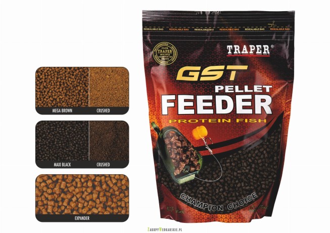 Пеллетс 0.5 кг Макси Черный дроблёный TRAPER (Трапер) Pellet GST Feeder Maxi Black crushed