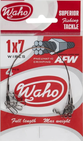 Поводки Стальные Waho AFW 7 нитей 20 см/9.0 кг (2шт)