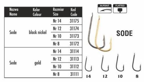31175 Крючки SODE чер. никель № 14 рыболовные