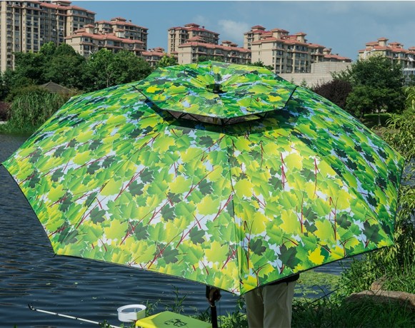 Зонт рыболовный (винт) Зеленый с листиками 2,4м