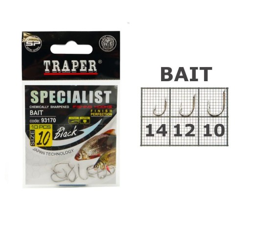 93170 Крючки SPECIALIST BAIT черные № 10 рыболовные