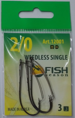 Крючок незацепляйка WEEDLESS SINGLE №2/0 арт.12001 ( 3 шт)