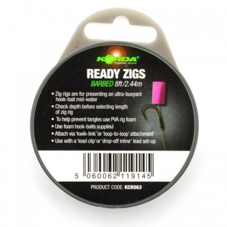 Поводок готовый Korda Ready Zigs 8' 240см №10 3шт